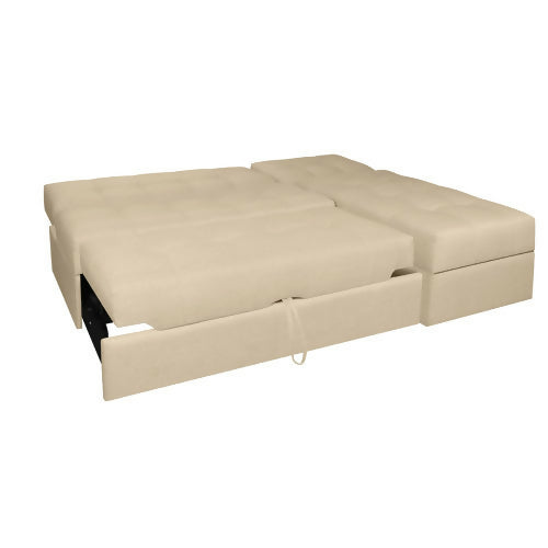 SOFA CAMA ANGELA EN L CON BRAZOS ANTIFLUIDOS BEIGUE