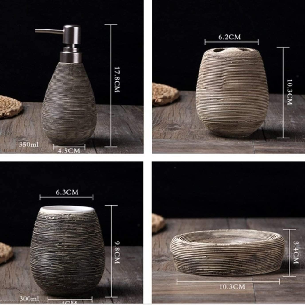 SET BAÑO JABONERA VASOS PORTA CEPILLO COMPLETO DISPENSADOR