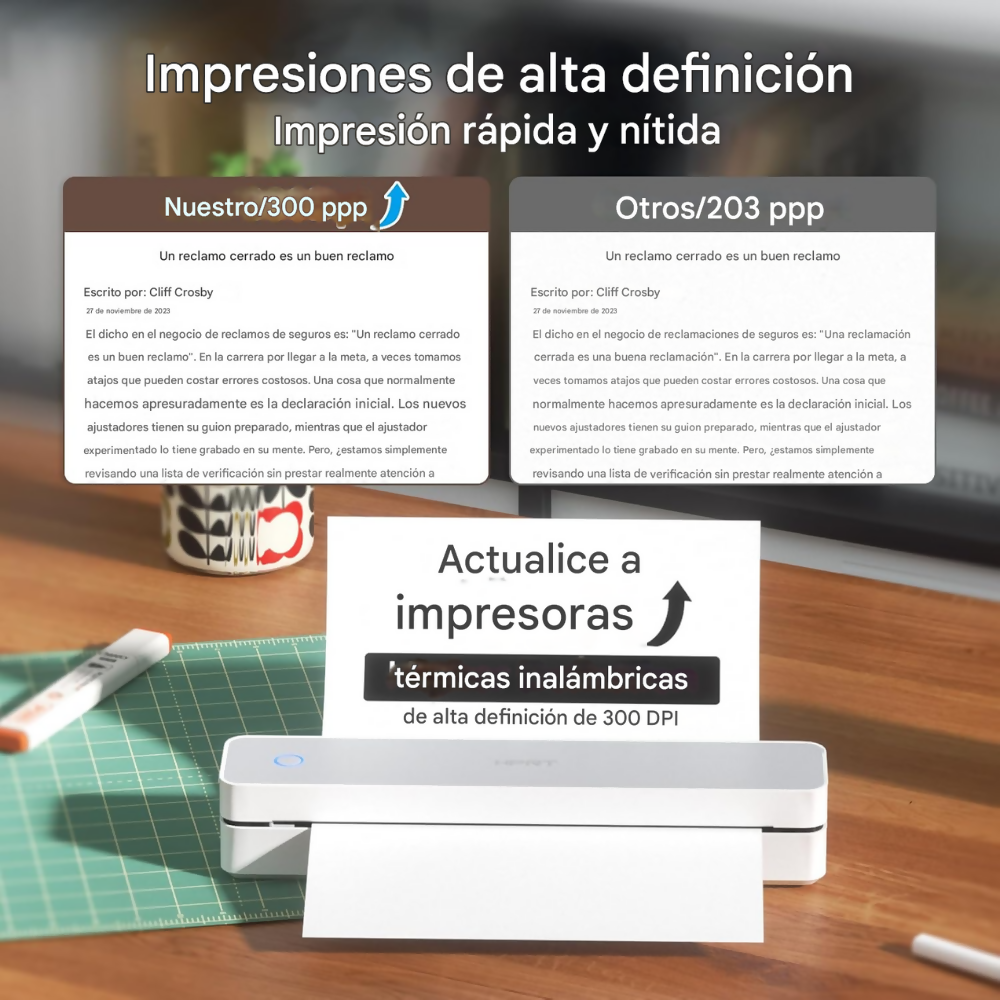 IMPRESORA TÉRMICA PORTÁTIL A4 HPRT MT610 + PAQUETE 100 HOJAS BLANCO