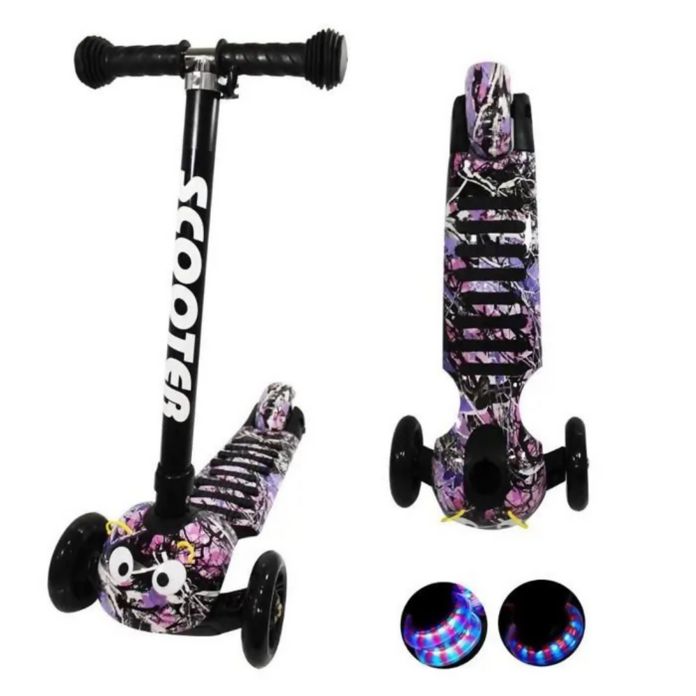 SCOOTER PARA NIÑOS PLEGABLE CON LUCES LED DISEÑO GUSANO GRAFFITI