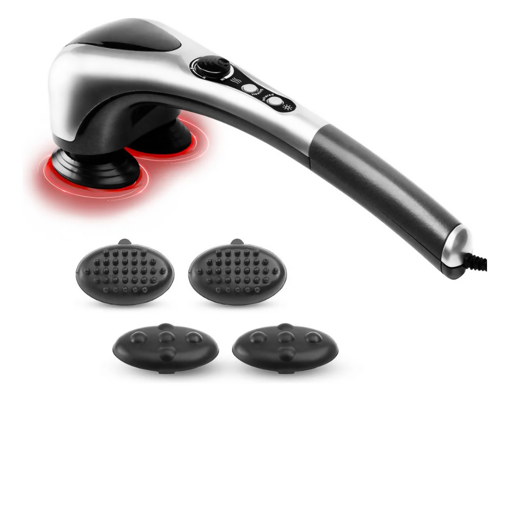 MASAJEADOR CORPORAL TÉRMICO DE DOBLE CABEZA CON INFRARROJO, ALIVIA DOLORES MUSCULARES Y TENSIÓN, IDEAL PARA ESPALDA, PIERNAS Y CUELLO, USO EN CASA.
