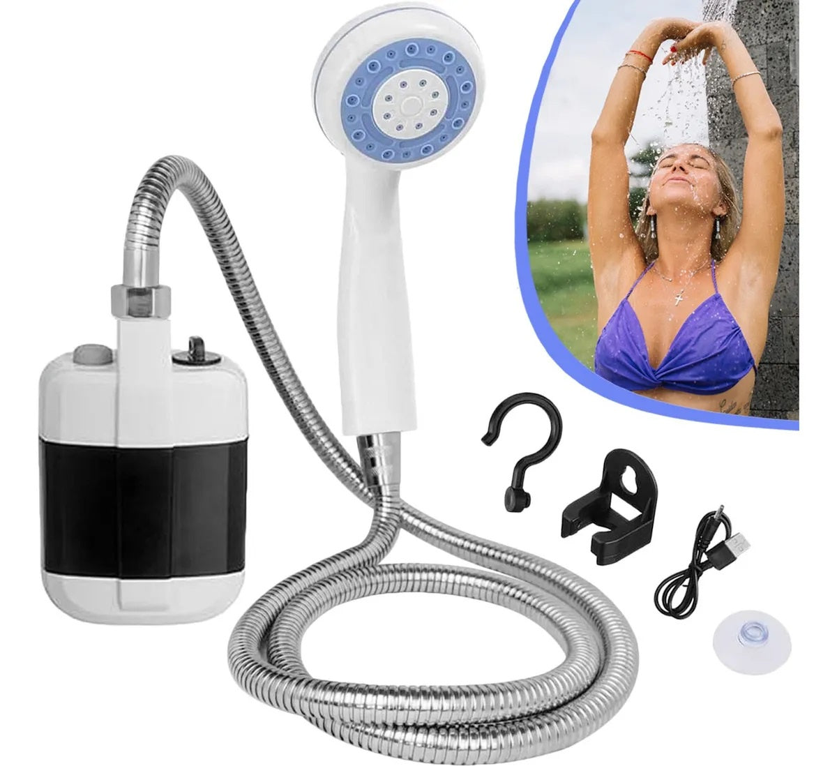 DUCHA PORTATIL PARA CAMPING REGADERA COLOR BLANCO