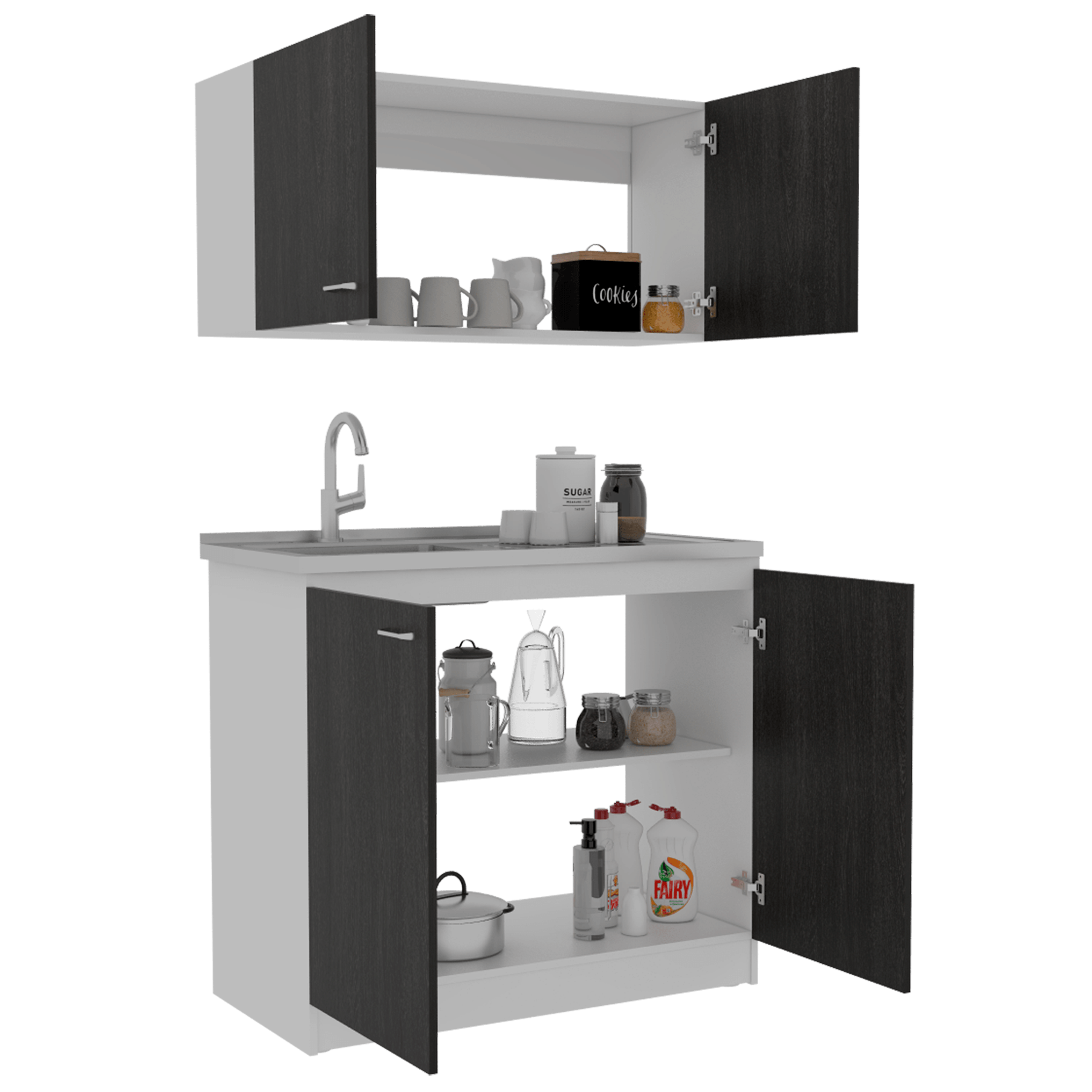 COCINA INTEGRAL CANTABRIA, ROBLE Y BLANCO, INCLUYE MESÓN IZQUIERDO