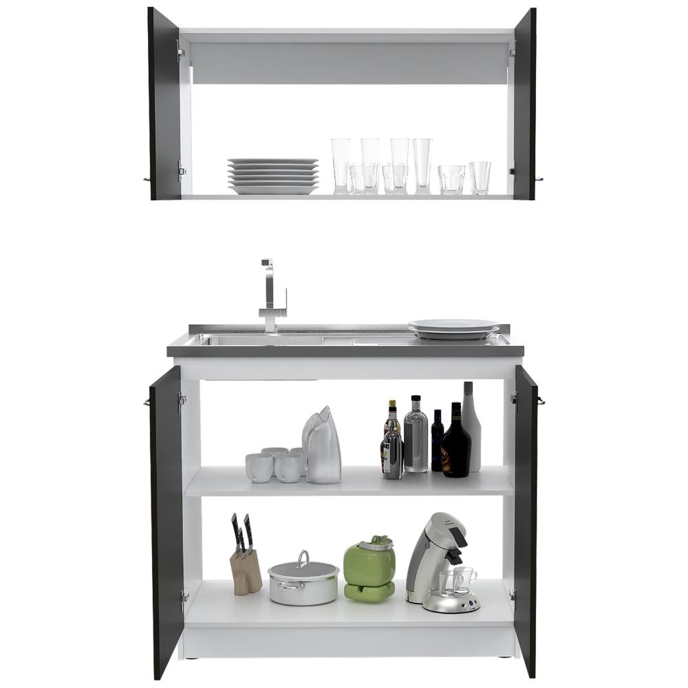 COCINA INTEGRAL CANTABRIA, BLANCO DUQUEZA Y WENGUE, INCLUYE MESÓN IZQUIERDO ZF