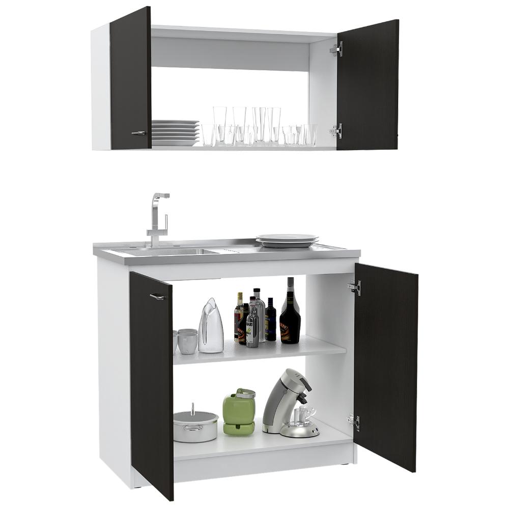 COCINA INTEGRAL CANTABRIA, BLANCO DUQUEZA Y WENGUE, INCLUYE MESÓN IZQUIERDO ZF