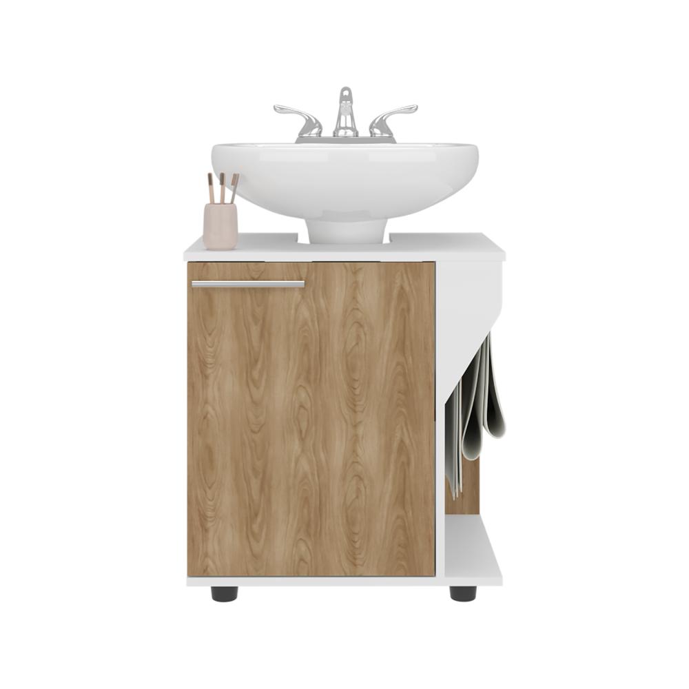 MUEBLE PARA LAVAMANOS PILI, BLANCO DUQUEZA Y FRESNO EUROPEO, NO INCLUYE LAVAMANOS