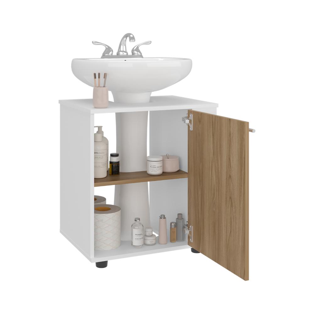 MUEBLE PARA LAVAMANOS PILI, BLANCO DUQUEZA Y FRESNO EUROPEO, NO INCLUYE LAVAMANOS