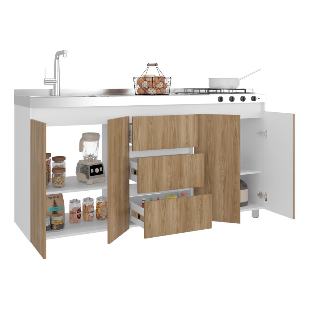 GABINETE INFERIOR BOREAL, BLANCO DUQUEZA Y FRESNO EUROPEO, INCLUYE MESON HACEB IZQUIERDO CON QUEMADORES