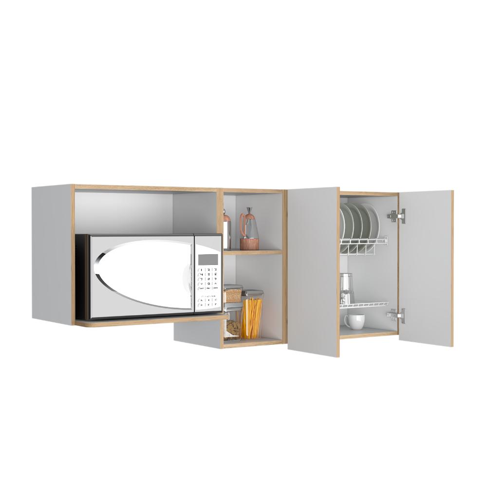 GABINETE SUPERIOR CORINTO 150, BLANCO Y MACADAMIA, CON DOS PUERTAS ABATIBLES