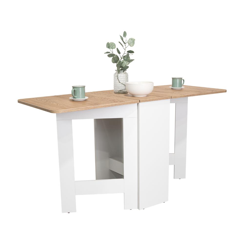 MESA AUXILIAR GALETY, BLANCO Y MACADAMIA, CON CAPACIDAD PARA SEIS PUESTOS ZF