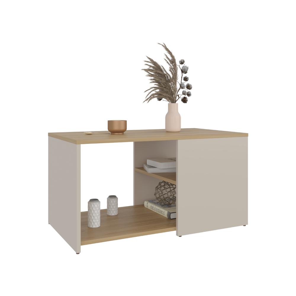 MESA DE CENTRO ADE, CAPRI Y FRESNO EUROPEO, CON ESPACIO PARA OBJETOS DECORATIVOS