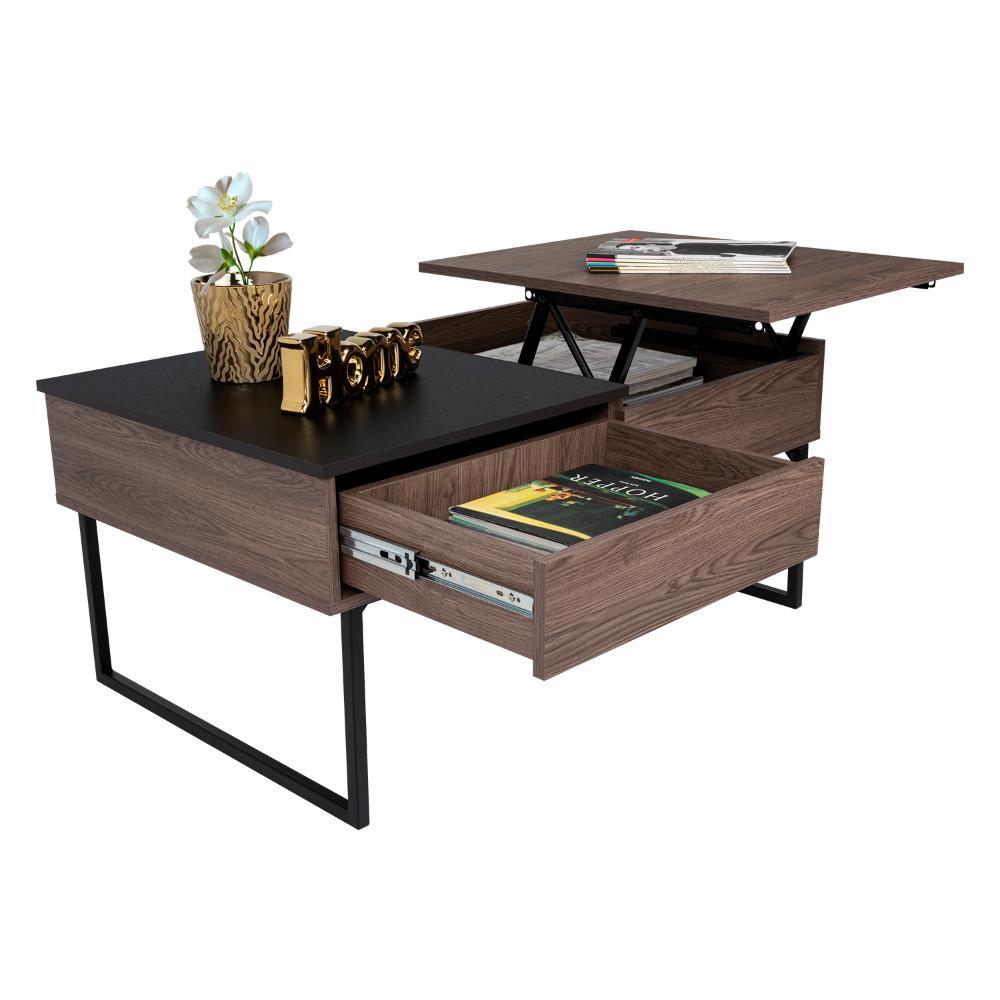 MESA DE CENTRO SALENTO, CHOCOLATE Y WENGUE, CON GRAN CAPACIDAD DE ALMACENAMIENTO