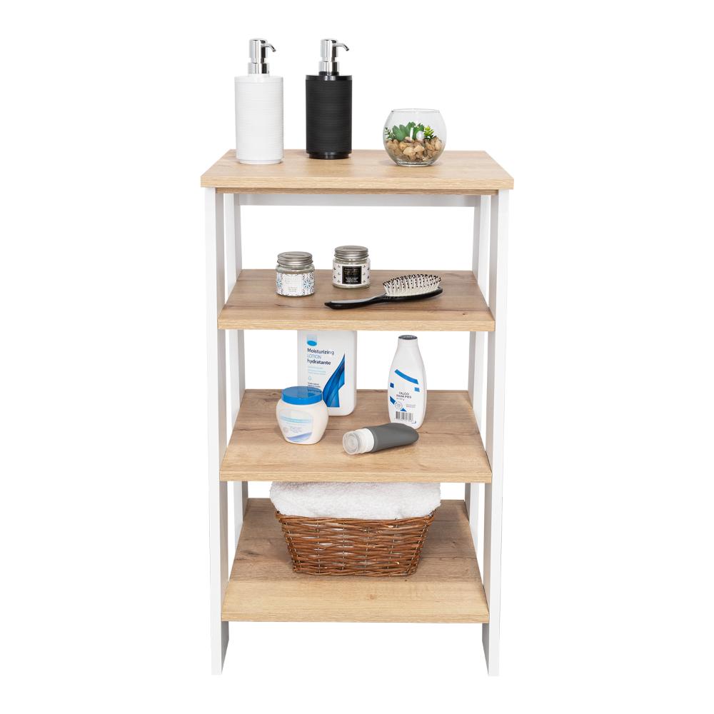 GABINETE DE BAÑO AQUA 3 PEQUEÑO, BLANCO VAINILLA Y CAFÉ CLARO, CON VARIEDAD DE ENTREPAÑOS