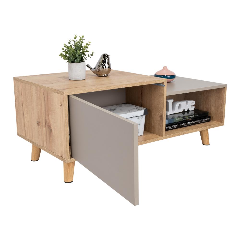MESA DE CENTRO TRUENO, CAFÉ CLARO Y COCOA, CON AMPLIO ESPACIO IDEAL PARA UBICAR DECORACIONES