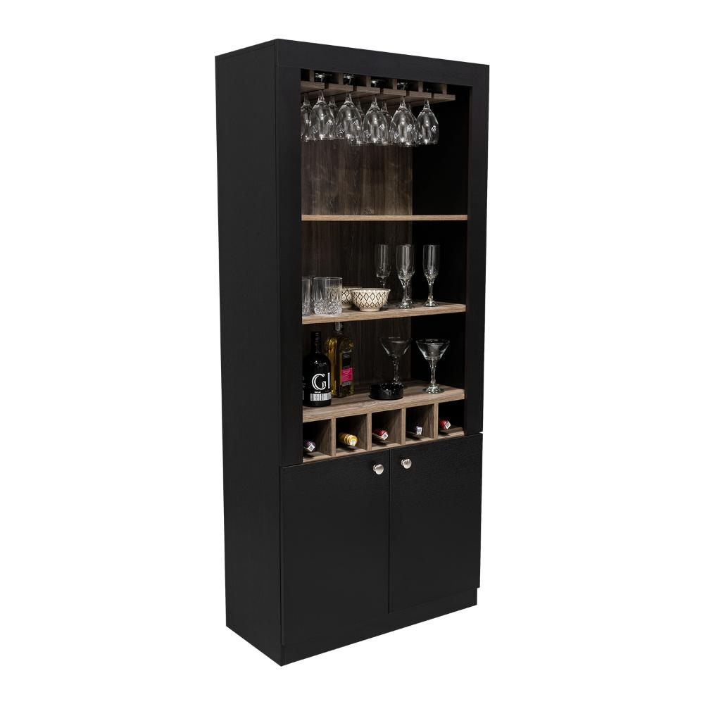 BAR TONNY, AVELLANA Y WENGUE, CON ESPACIO SUPERIOR PARA ALMACENAR COPAS DE VINO