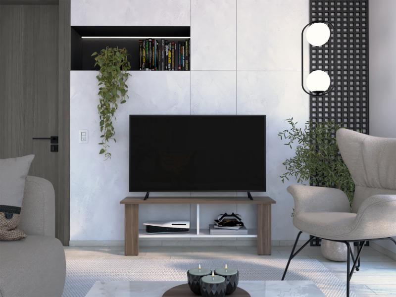 MESA PARA TV NAVI, MILAN Y BLANCO DUQUEZA, PARA TELEVISOR HASTA 55 PULGADAS