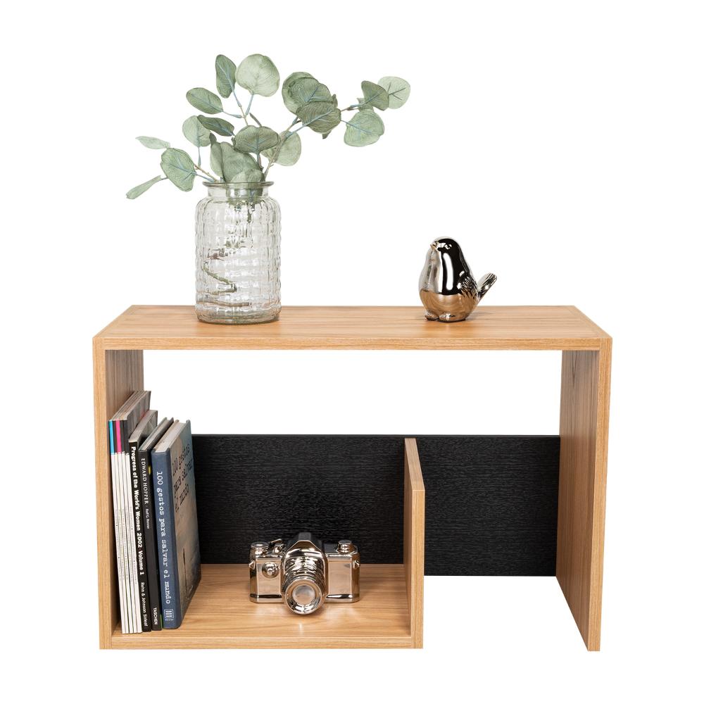 MESA AUXILIAR EVERT, FRESNO EUROPEO Y WENGUE, CON DISEÑO MODERNO Y ESPACIO PARA UBICAR OBJETOS