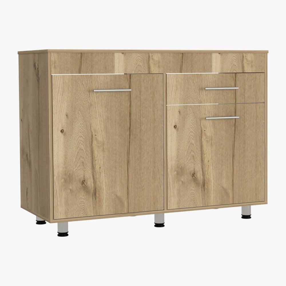 GABINETE INFERIOR PETRA, BLANCO Y CAFÉ CLARO, MESÓN EN MADERA