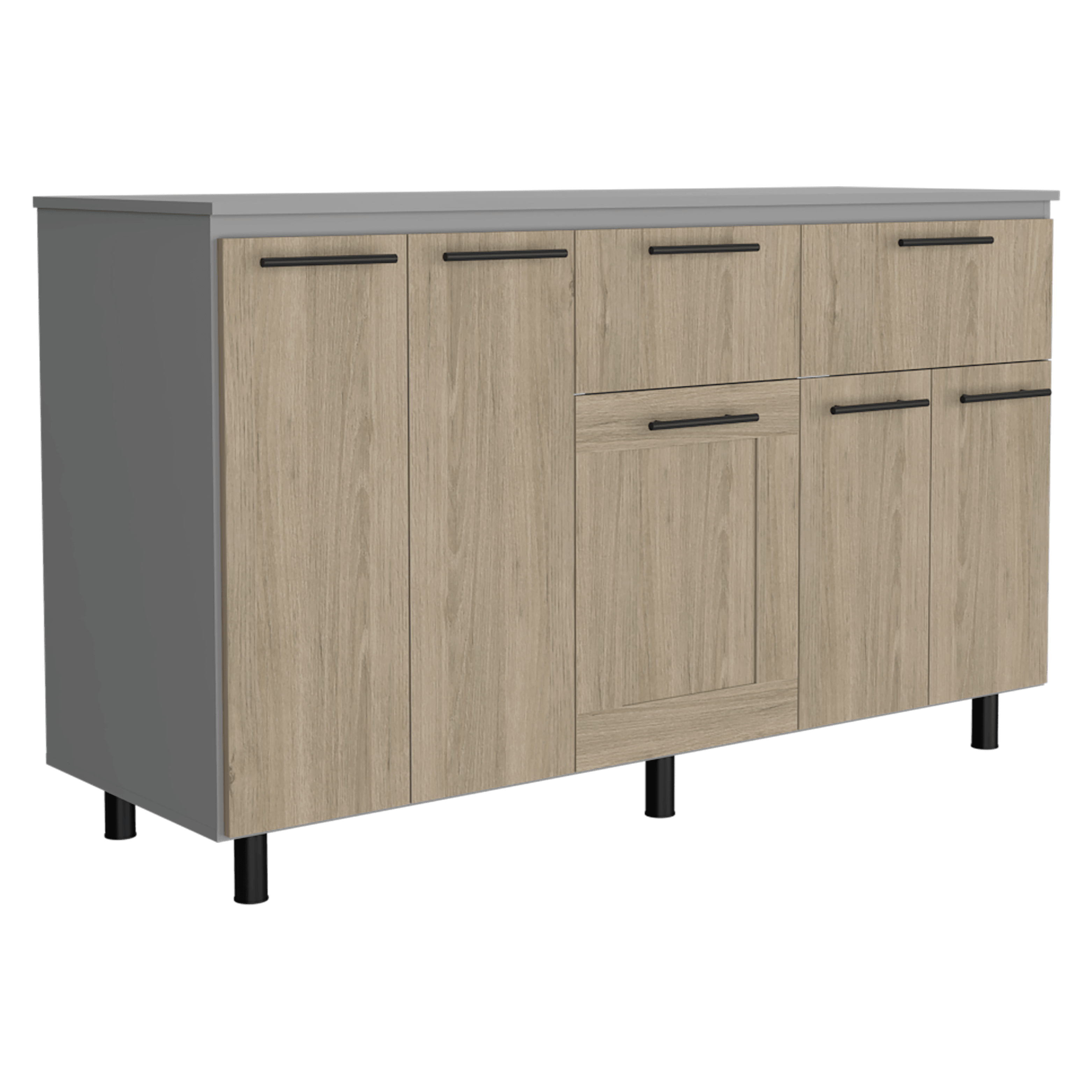 GABINETE INFERIOR KAZÁN 150, BEIGE Y GRIS, CON GRAN CAPACIDAD DE ALMACENAMIENTO