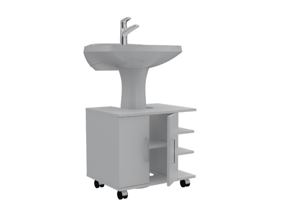 MUEBLE PARA LAVAMANOS ELEMENTAL, BLANCO, CON RODACHINES PARA SU FÁCIL DESPLAZAMIENTO