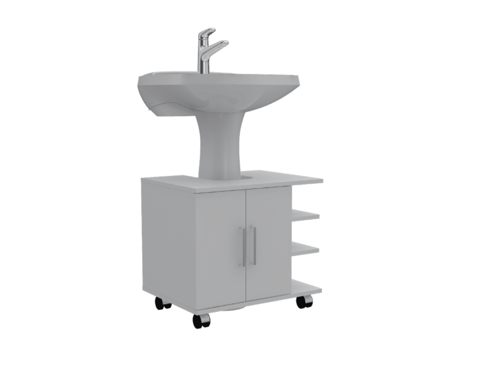 MUEBLE PARA LAVAMANOS ELEMENTAL, BLANCO, CON RODACHINES PARA SU FÁCIL DESPLAZAMIENTO