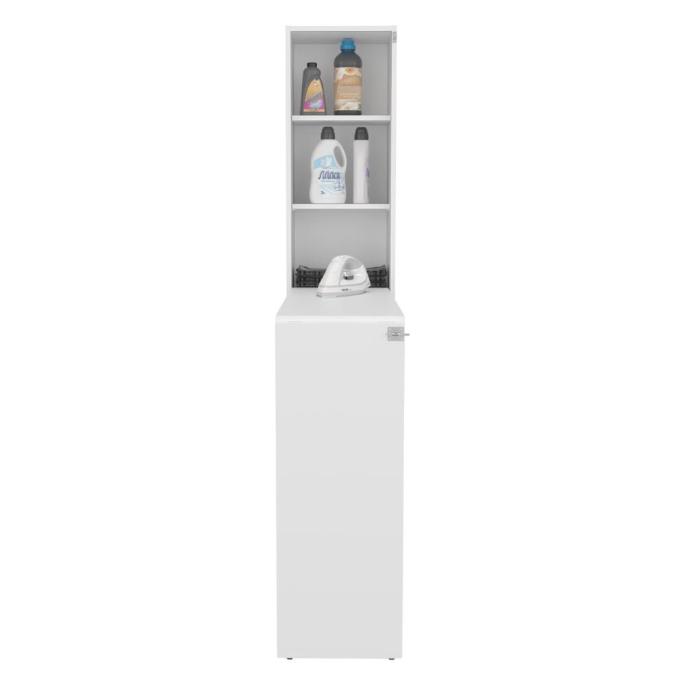 MESA PARA PLANCHAR PLEGABLE A LA PARED VESPER, BLANCO, CON AMPLIA SUPERFICIE BAJA PARA ALMACENAMIENTO ZF