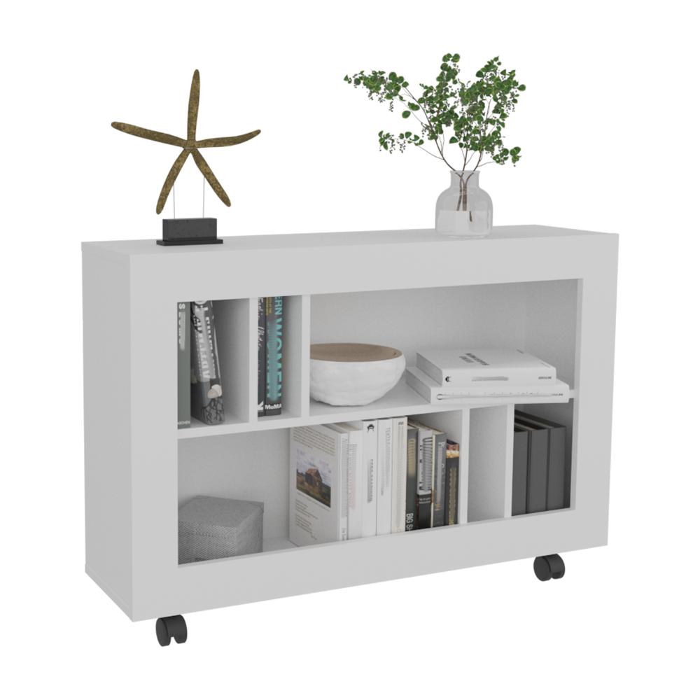 MESA AUXILIAR JORGE, BLANCO, CON  ESPACIO PARA GUARDAR OBJETOS COMO LIBROS Y DECORACION ZF