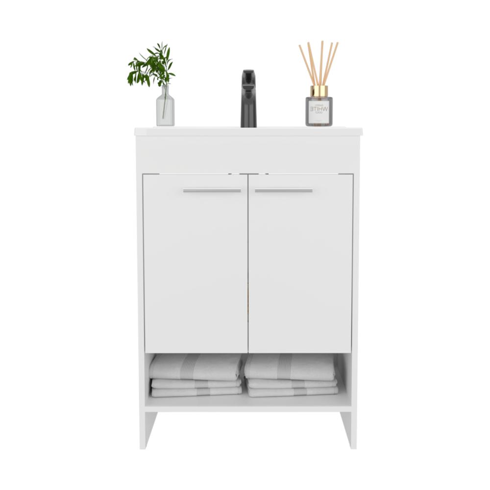 MUEBLE PARA LAVAMANOS LORENZO, BLANCO DUQUEZA, INCLUYE LAVAMANOS PRAIA 60 ZF