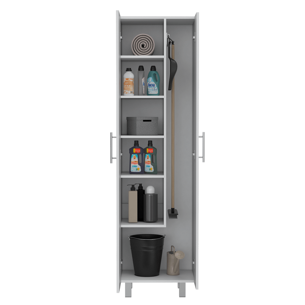 MUEBLE DE ASEO ROMANA, BLANCO PERLA, CON CINCO ENTREPAÑOS ORGANIZADORES ZF
