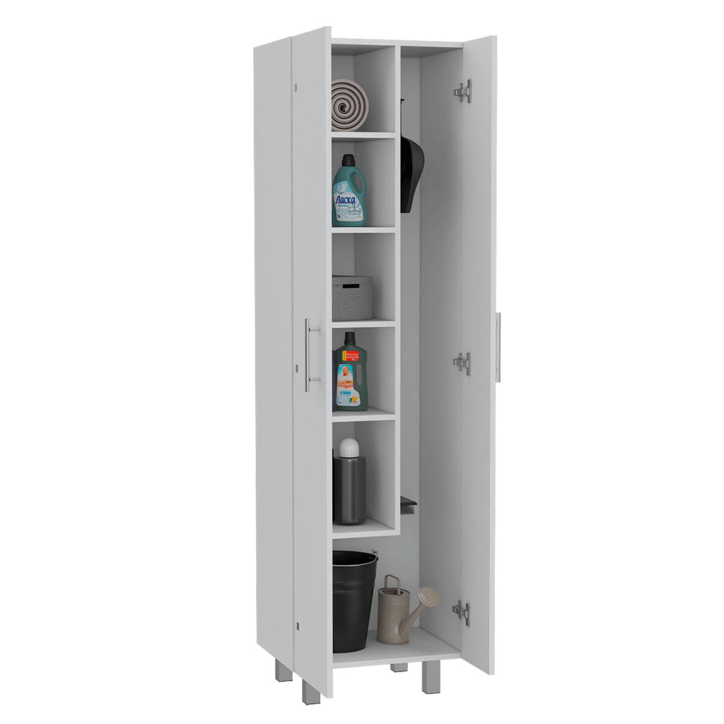 MUEBLE DE ASEO ROMANA, BLANCO PERLA, CON CINCO ENTREPAÑOS ORGANIZADORES ZF