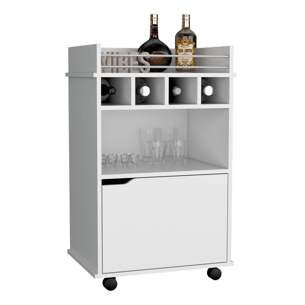 CARRO BAR VERA, BLANCO, CON ROCACHINAS PARA FACIL DESPLAZAMIENTO ZF