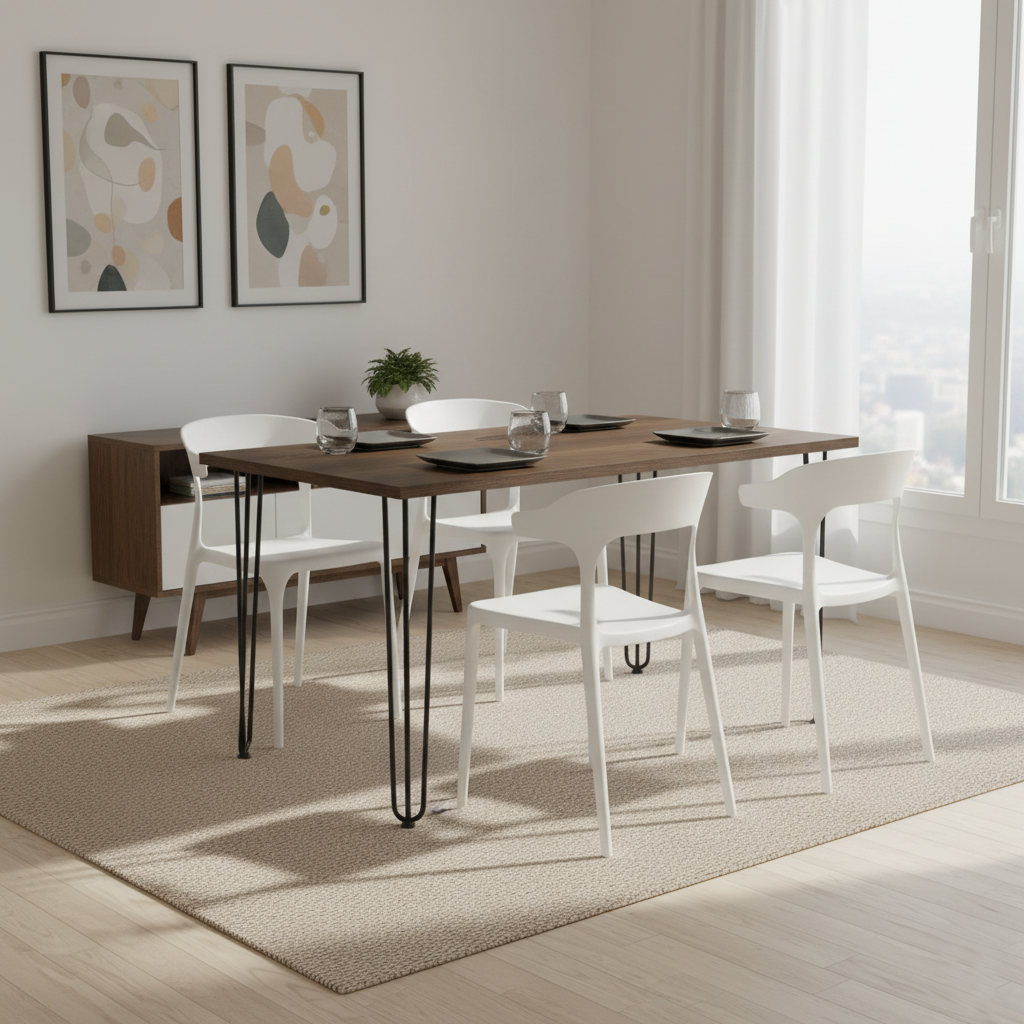 COMBO NOVA, INCLUYE COMEDOR Y 4 SILLAS EN COLOR BLANCO