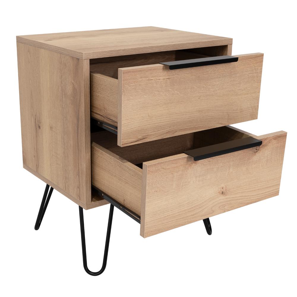 MESA DE NOCHE ALI, CAFÉ CLARO Y WENGUE, CON DOS CAJONERAS ZF