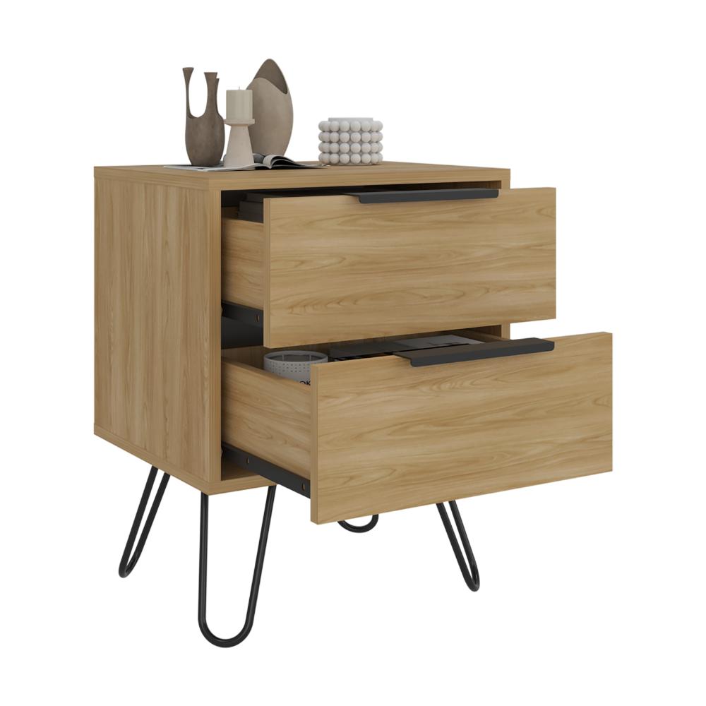 MESA DE NOCHE ALI 2, FRESNO EUROPEO, CON DOS CAJONERAS