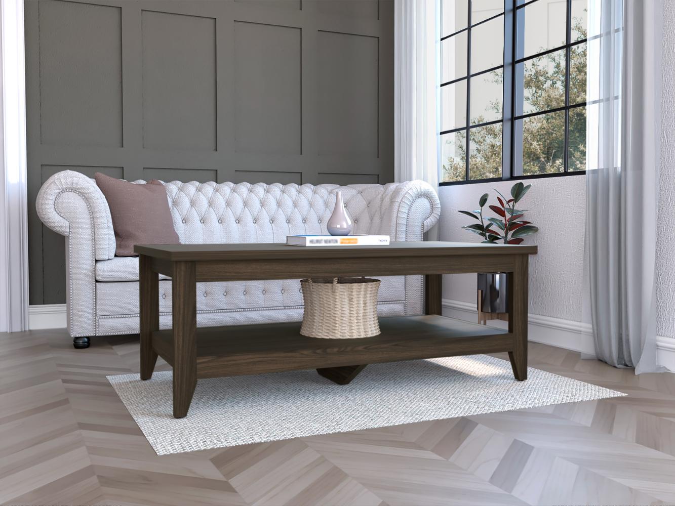 MESA DE CENTRO ACCENT, NOGAL EUROPEO, CON ESPACIO PARA COLOCAR OBJETOS DECORATIVOS ZF