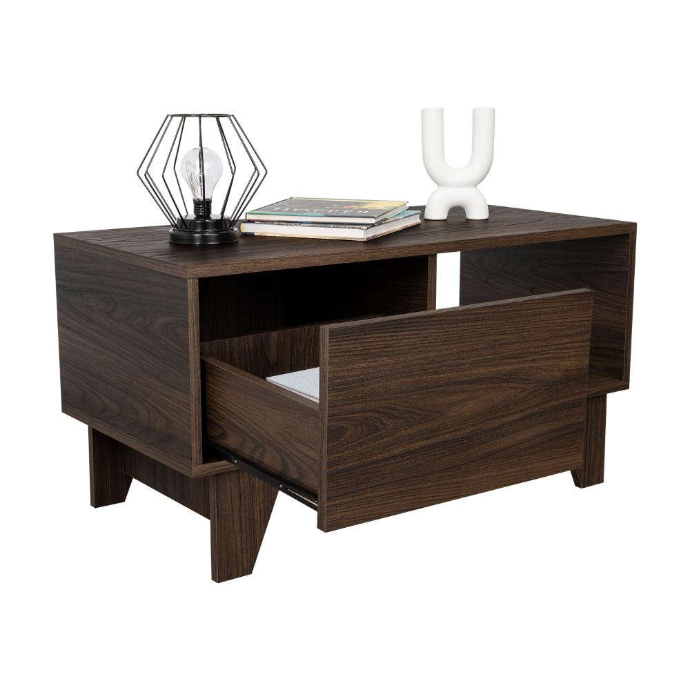 MESA DE CENTRO ATRIZ, NOGAL, CON UN CAJÓN MULTIUSOS