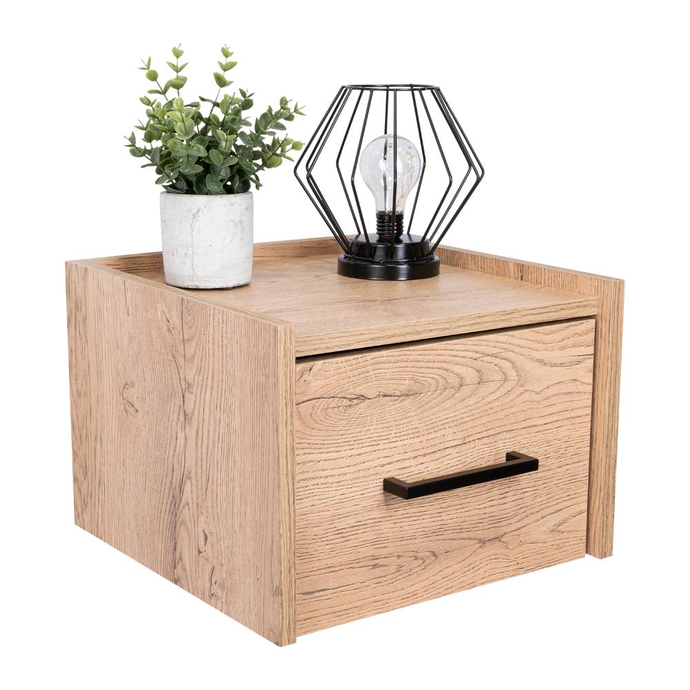 MESA DE NOCHE FLOTANTE BOA, MACADAMIA, CON ESPACIO PARA COLOCAR OBJETOS DECORATIVOS ZF