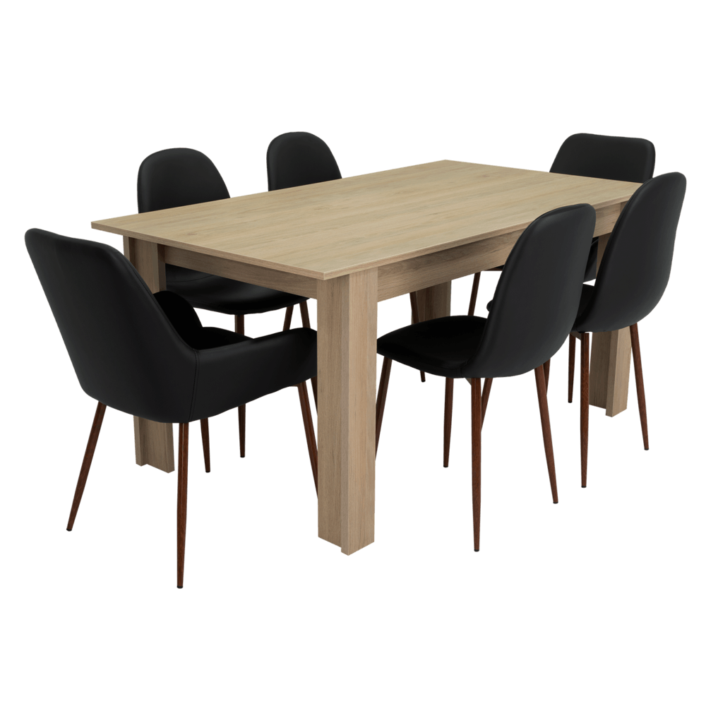 COMBO COMEDOR LIMEA, BEIGE, WENGUE Y CAFÉ CLARO, INCLUYE COMEDOR Y 6 SILLAS