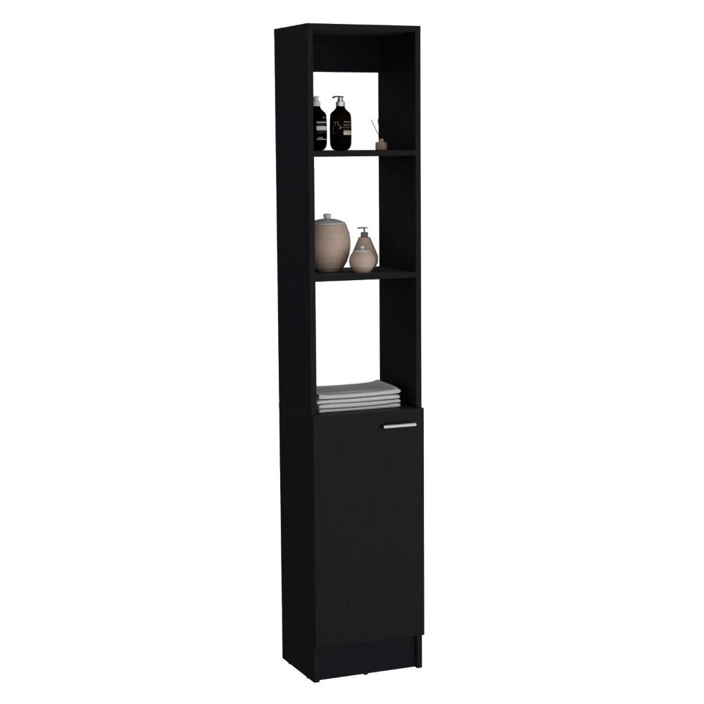 MUEBLE AUXILIAR DE BAÑO KARPS, WENGUE, CON UNA PUERTA ABATIBLE Y MANIJA METALICA ZF
