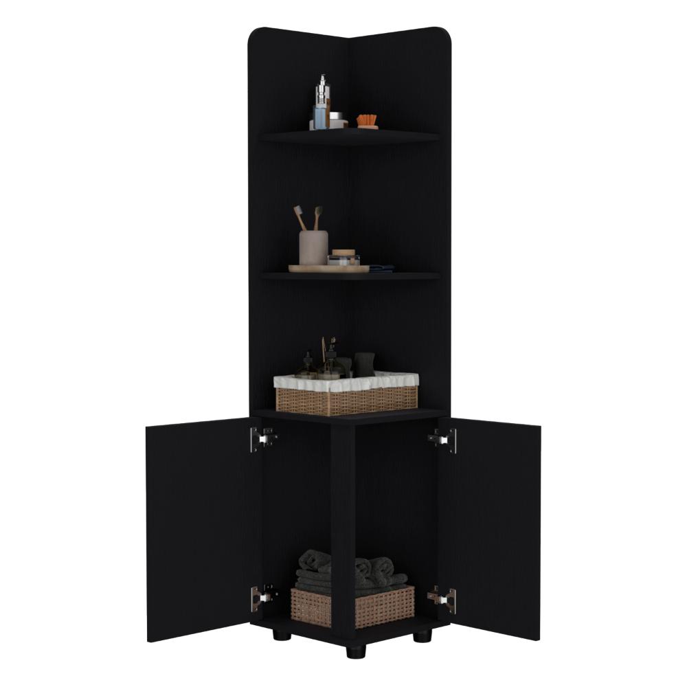 MUEBLE ESQUINERO MALIBU, WENGUE, CON DOS PUERTAS ABATIBLES Y PATAS METALICAS ZF