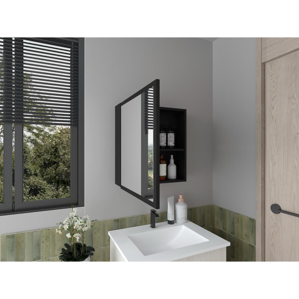 GABINETE DE BAÑO LUMA, WENGUE, CON PUERTA ESPEJO Y DOS ENTREPAÑOS PARA UBICAR MÚLTIPLES OBJETOS ZF
