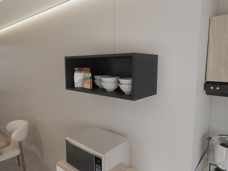 GABINETE AUXILIAR DE COCINA GALAN, WENGUE, CON DISEÑO MODERNO ZF