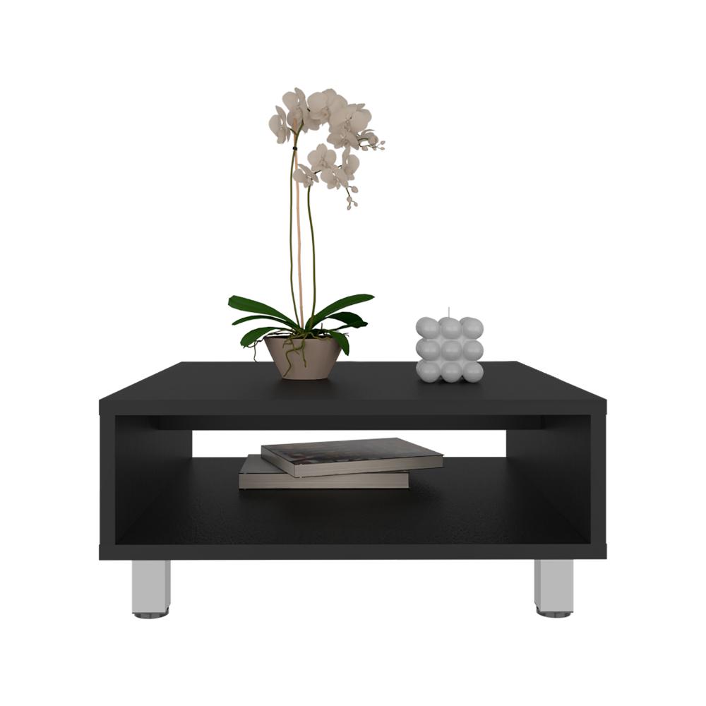 MESA DE CENTRO PITY, WENGUE, CON PATAS EN ACERO CROMADO ZF