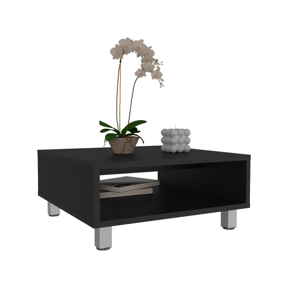 MESA DE CENTRO PITY, WENGUE, CON PATAS EN ACERO CROMADO ZF
