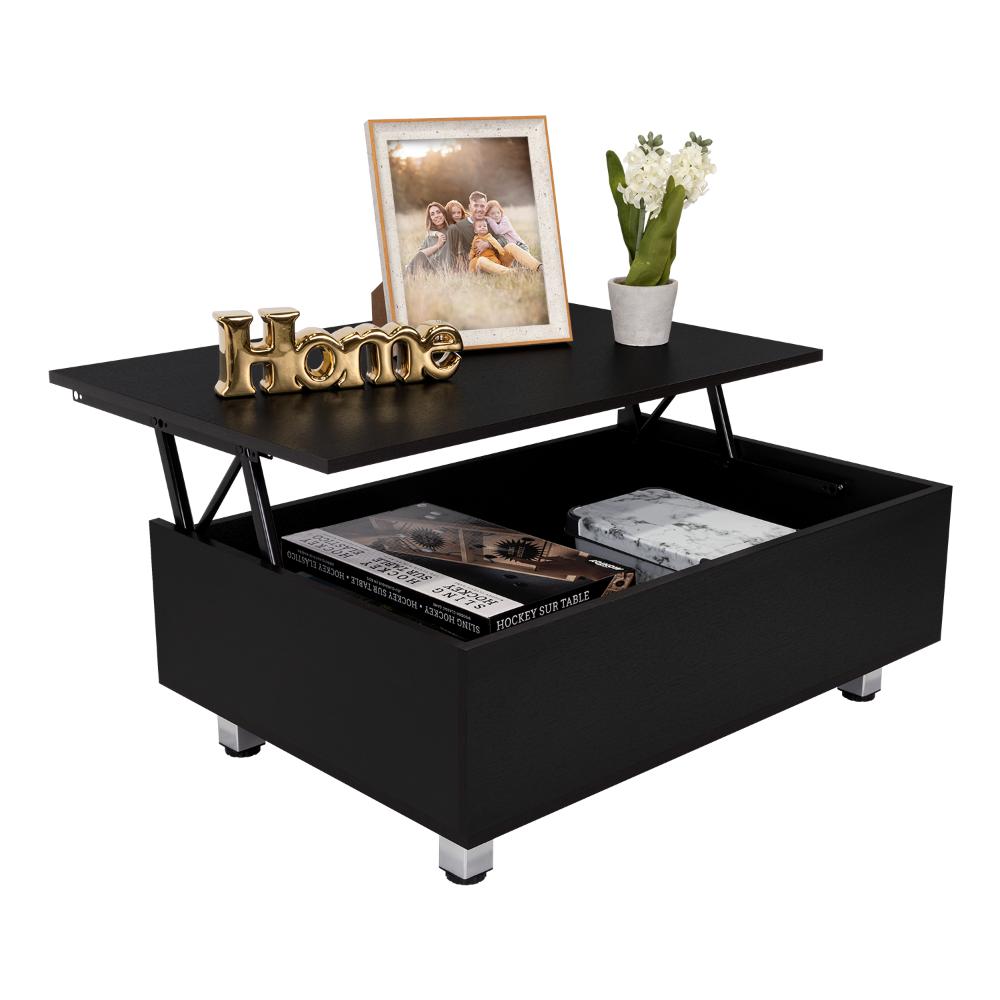 MESA DE CENTRO ALBAR, WENGUE, CON CAJÓN INTERNO Y PATAS METÁLICAS