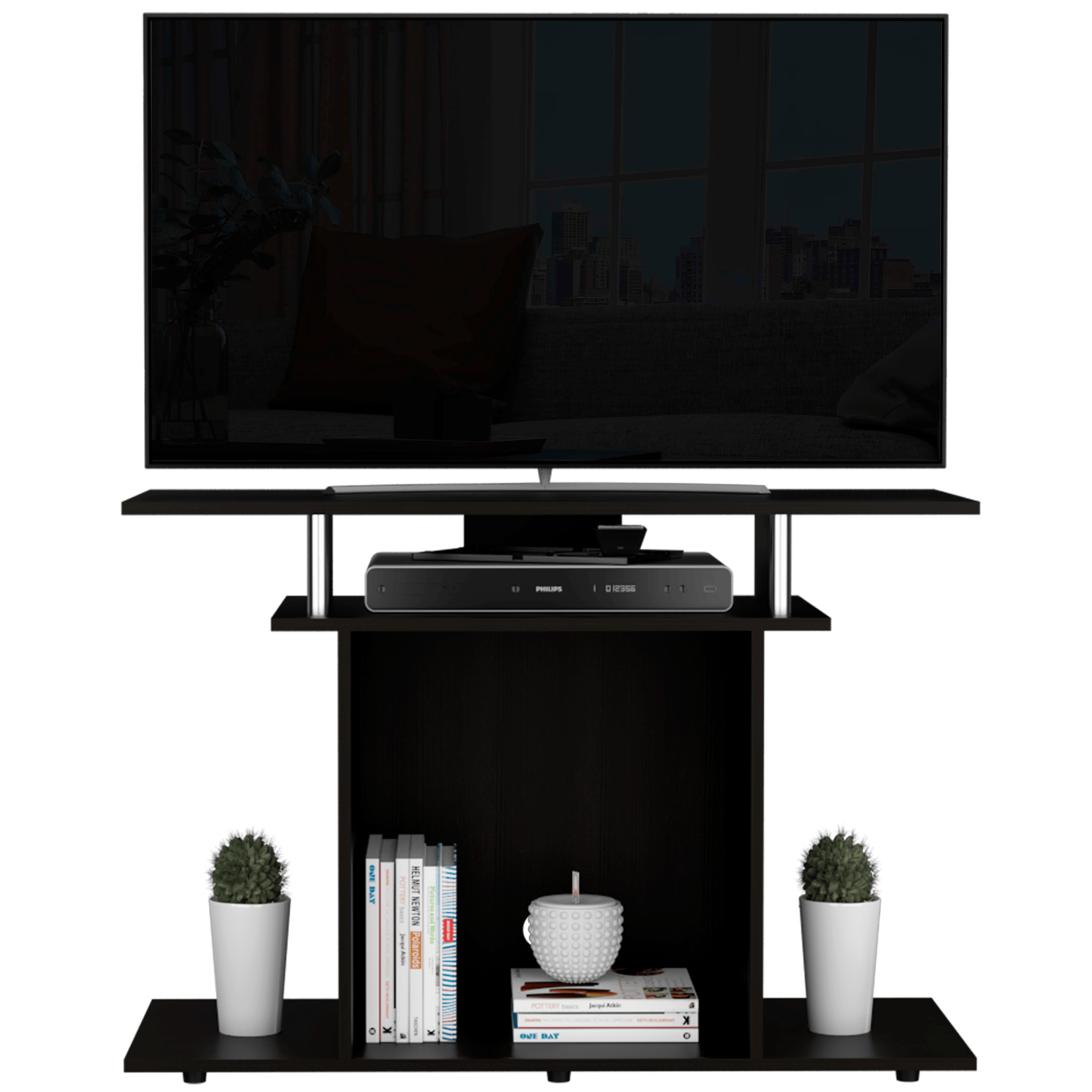 MESA PARA TV INVY, WENGUE Y NEGRO