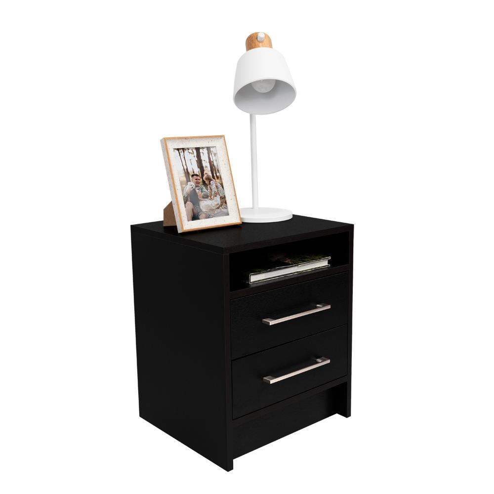 MESA DE NOCHE DOUGLAS, WENGUE, CON DOS CAJONES MULTIUSOS