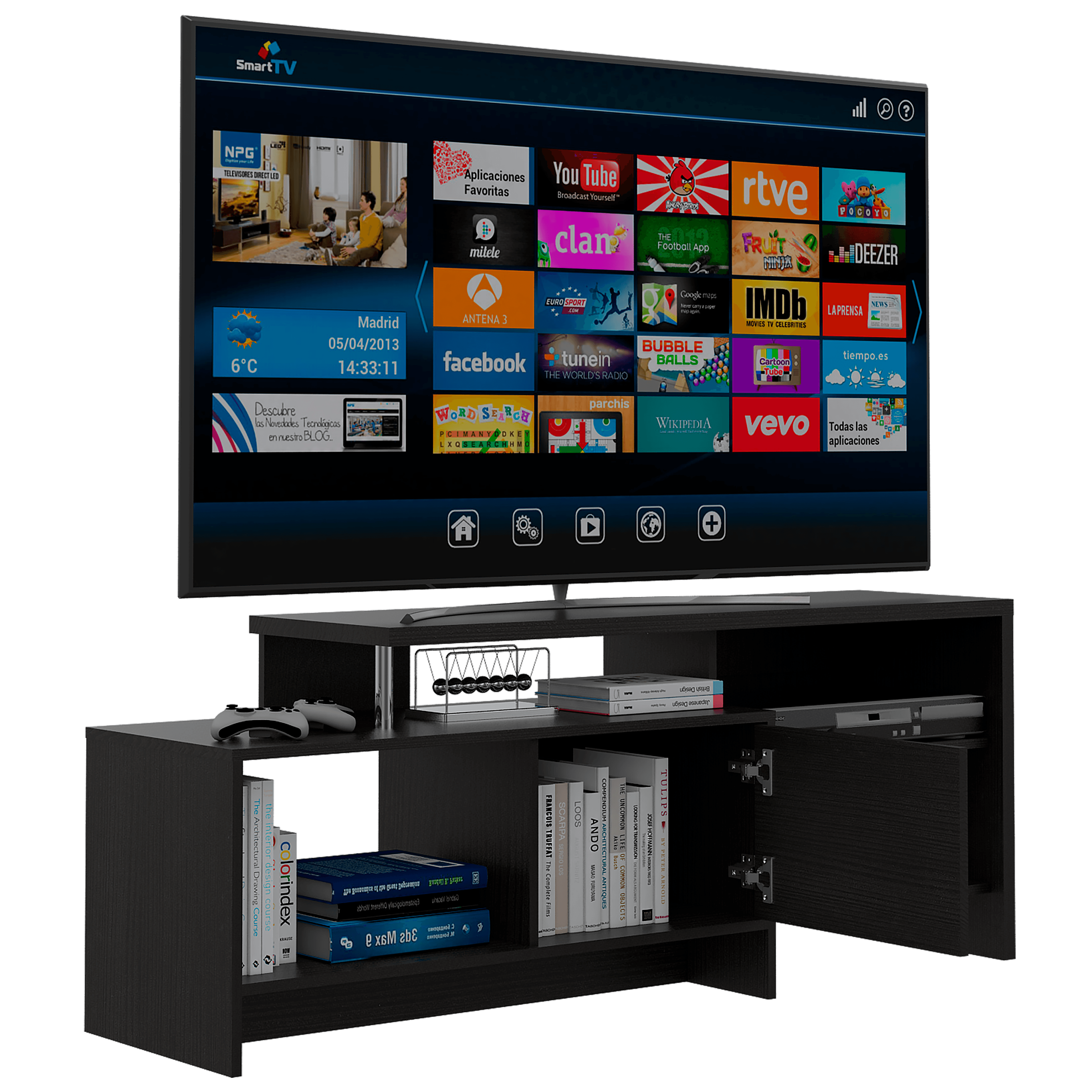 MESA PARA TV EVA, WENGUE, CON CAPACIDAD PARA TV DE 49 PULGADAS