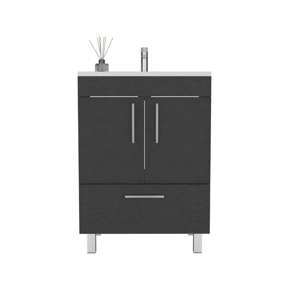 MUEBLE PARA LAVAMANOS HOMER, WENGUE, CON UN CAJÓN Y DOS PUERTAS BATIENTES ZF