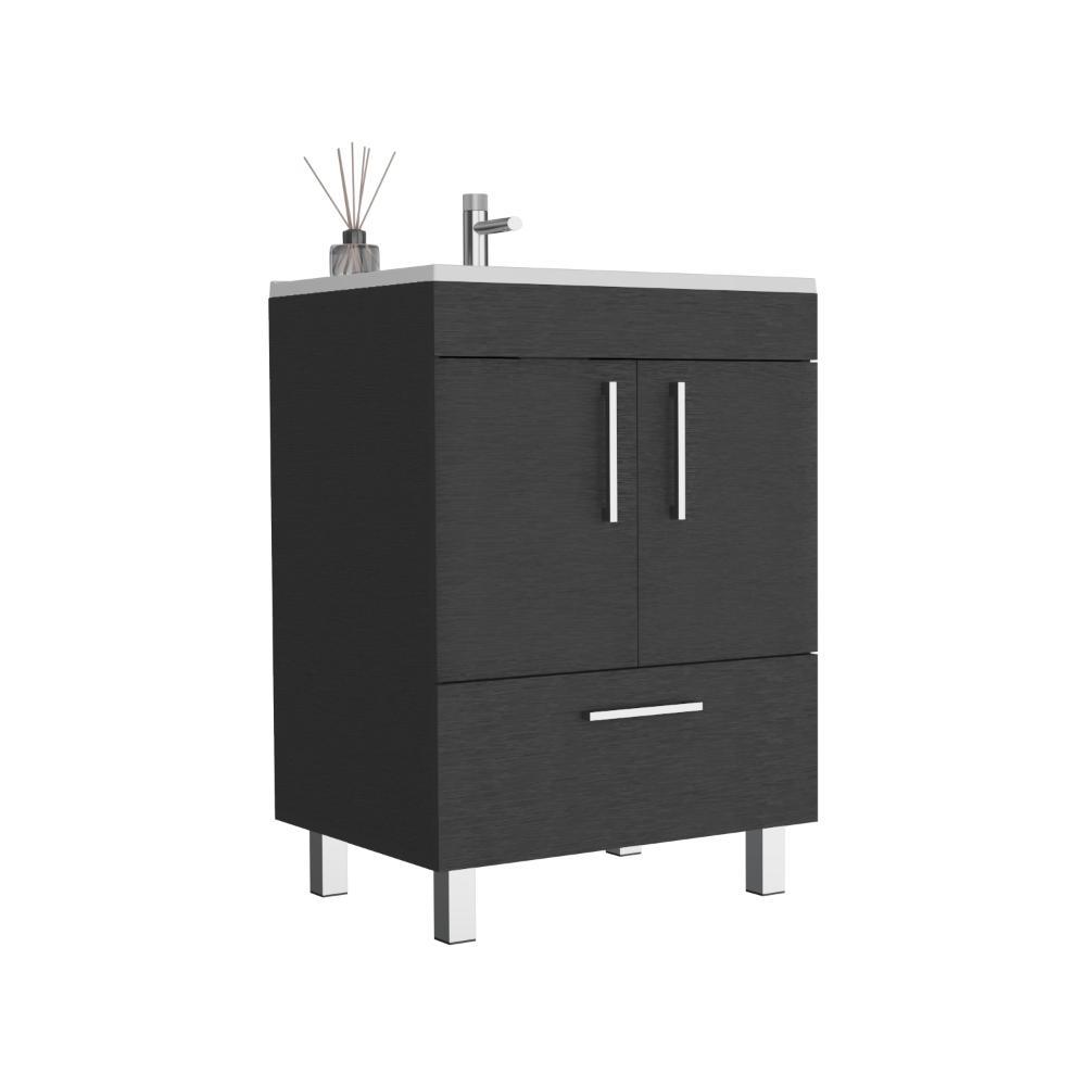 MUEBLE PARA LAVAMANOS HOMER, WENGUE, CON UN CAJÓN Y DOS PUERTAS BATIENTES ZF